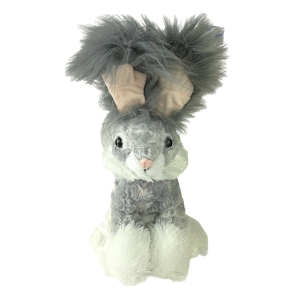 Dan Dee Plush Gray Bunny Rabbit 12" Stuffed Animal Long Hairy Ears